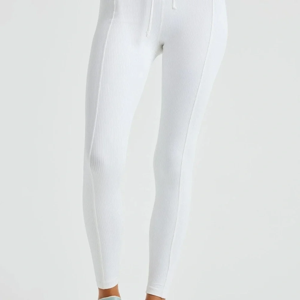 NWT YEAR OF OURS Ribbed Football Leggings Lace-Up Pants • White • XS - Picture 3 of 14